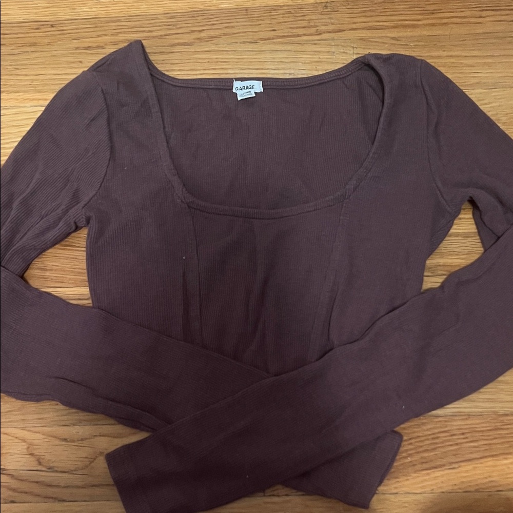 Garage Deep Mauve Cropped Long Sleeve Top